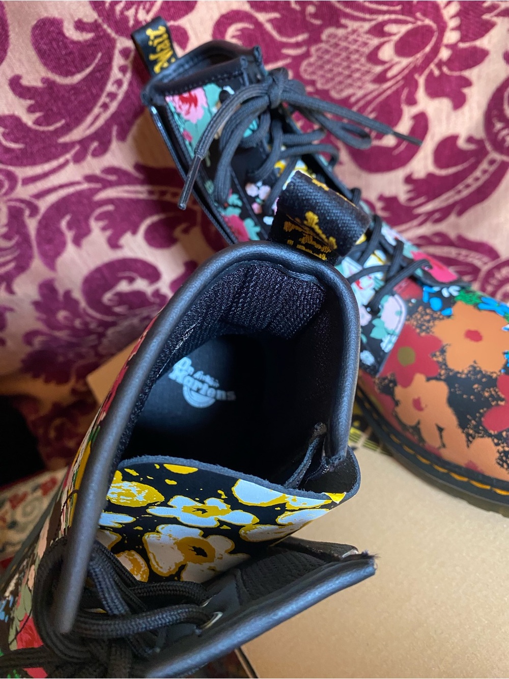 NIB Dr. Martens 1460 Floral MashUp Lace-Up Boots w/Side Zip-Black Multi US Wmn 7 - Picture 9 of 16